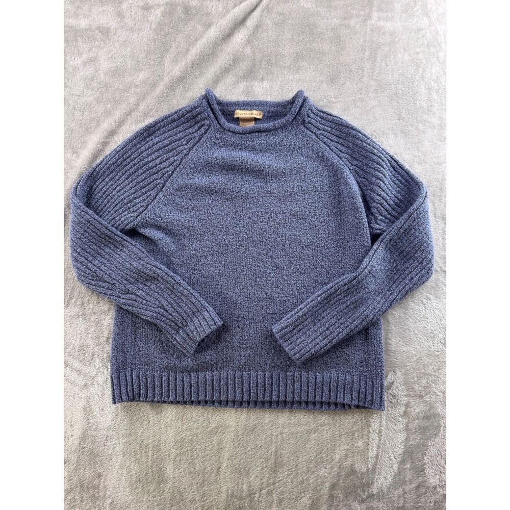 Mountain Lake Womens Chunky Knit Crewneck Sweater Size Medium Blue Cozy Vintage